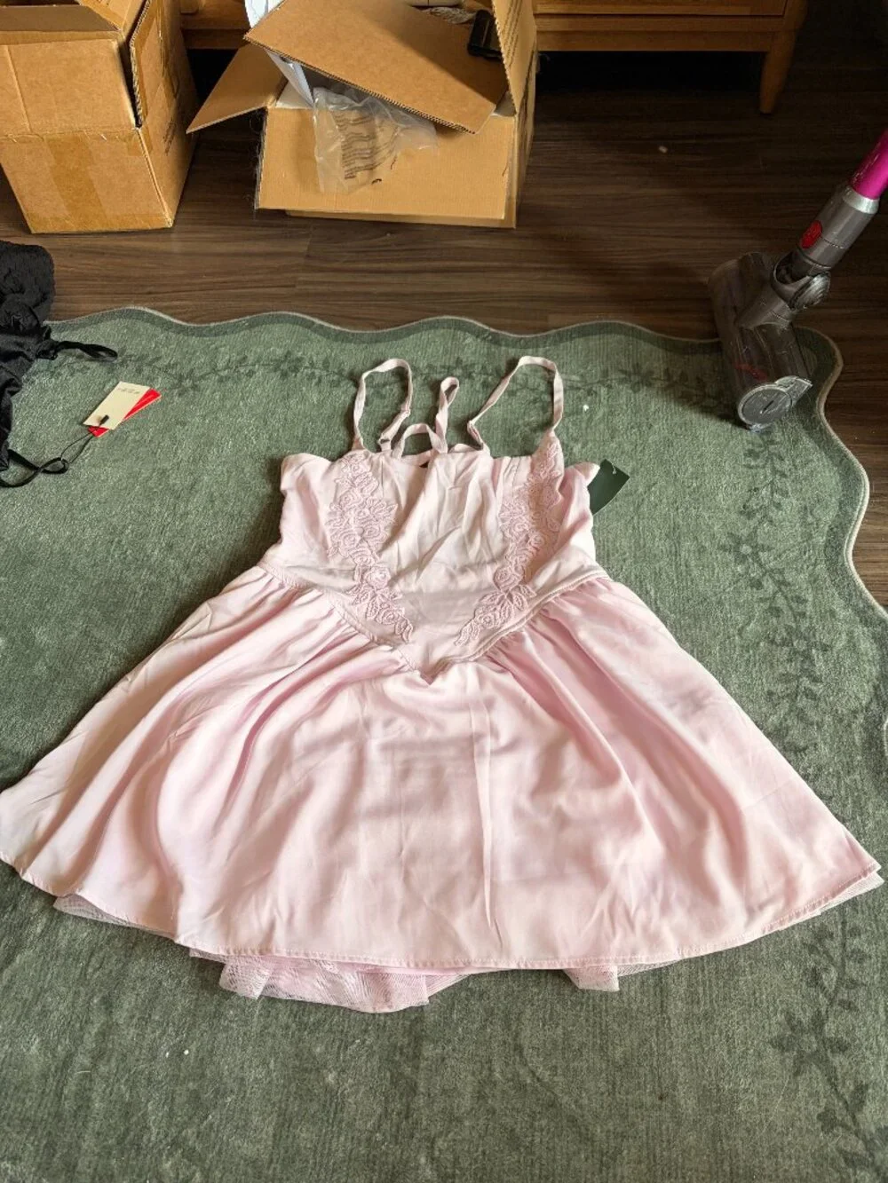 Pink floral dress - M